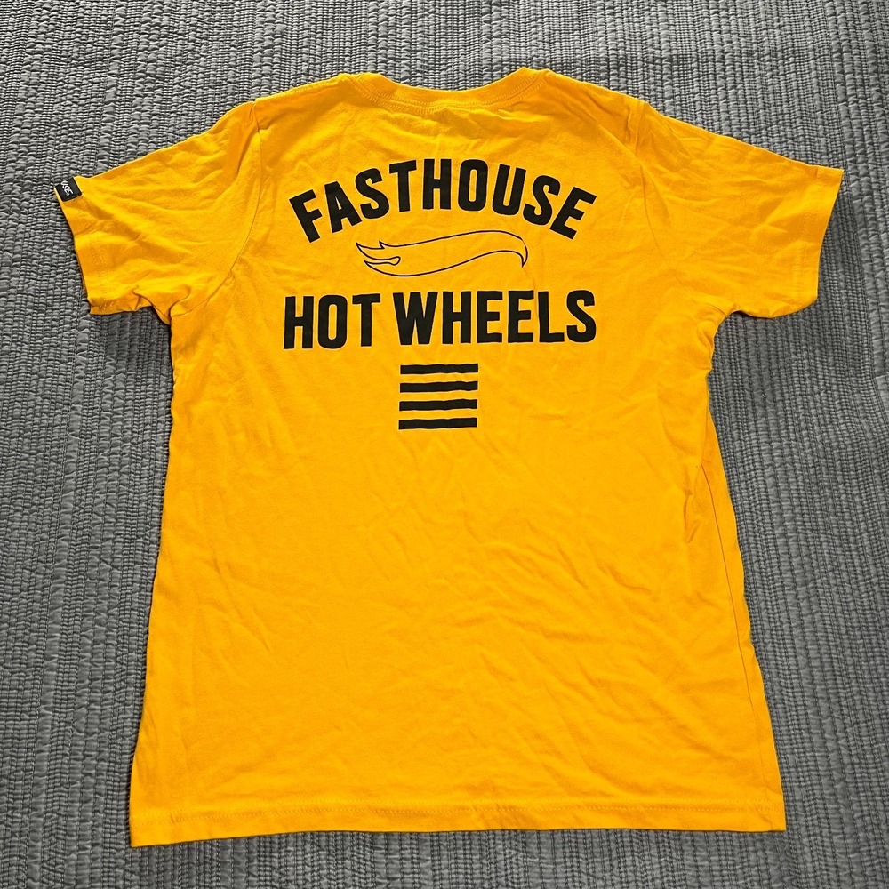 Fasthouse x Hot Wheels Major‎ T-Shirt Yellow Youth Large Graphic Tee Boys